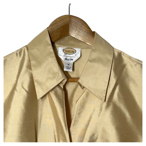 Talbots Womens Pure Silk Blouse Plus Size 16 Rhinestone Charm Dinner Evening - Picture 3 of 5